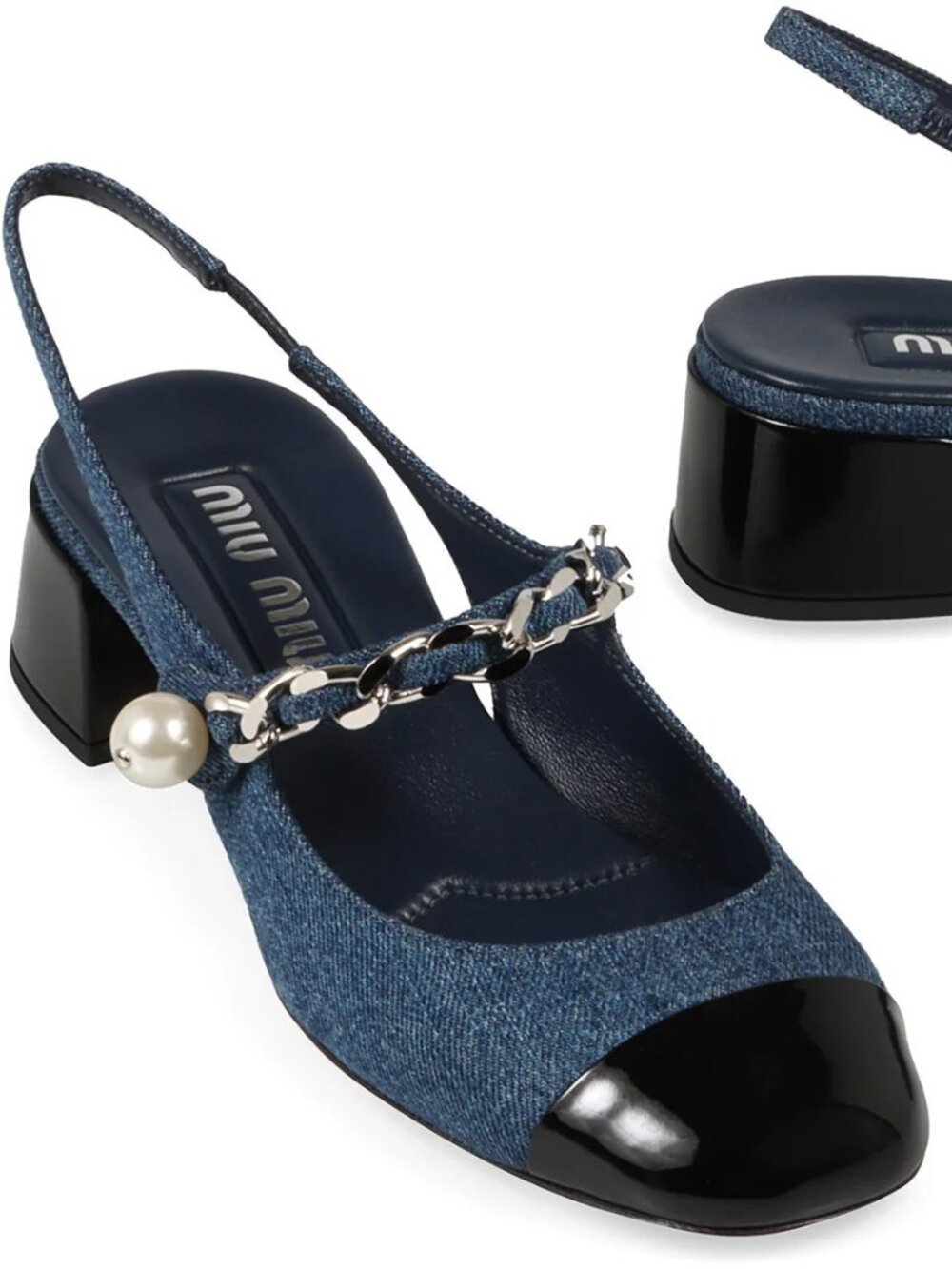 Miu Miu - Vintage Denim Slingback Pumps  - Size 37.5